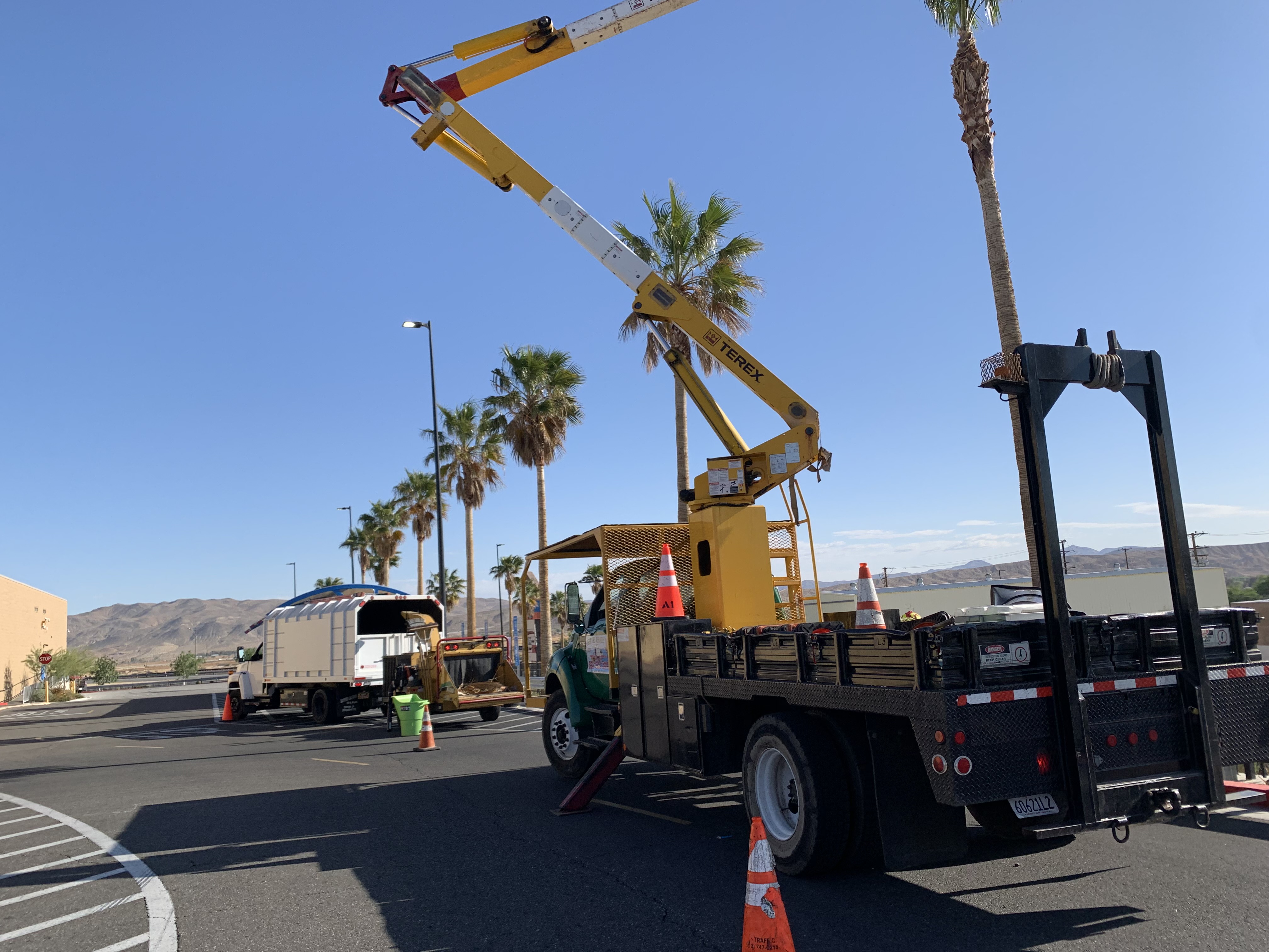Tiger Tree Services chipper truck at work